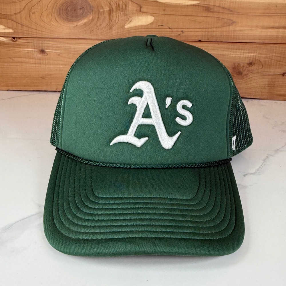 47 Brand Oakland Athletics As MLB Trucker Hat Green Snapback Mesh Cap OSFA